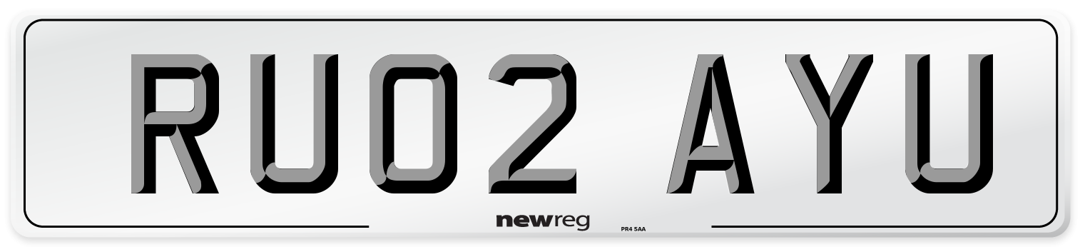 RU02 AYU Number Plate from New Reg